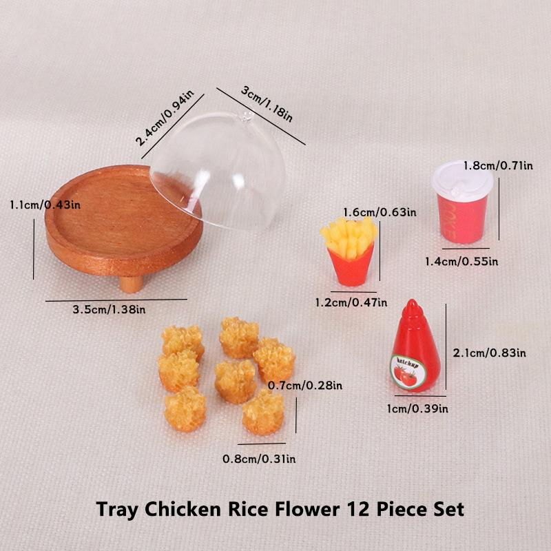 1 Zestaw Akcesoriów do Domku dla Lalek Mini Symulacja Cola Skrzydełka Kurczaka Taca Miniatury Jedzenie Dekoracja Materiały do DIY Model Ozdoba Zabawka