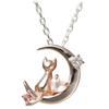 Mirai Tenshi Crescent Moon and Cat Necklace In Pink Choose Your Birthstone with Pink Tourmaline Women's Silver, (October)