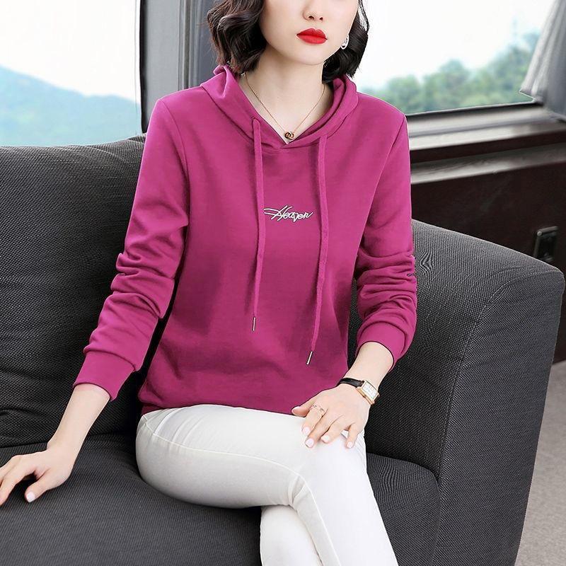 Damkläder Koreansk Mode Bokstavsbroderi Streetwear Y2K Huvtröjor Höst Vardaglig Långärmad Lös Huvtröja