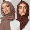 2Pcs Chiffon Hijab With Matching Undercap Set Women Plain Shawl Jersey Inner Modal Caps Muslim Headband Two-Piece Scarf Set
