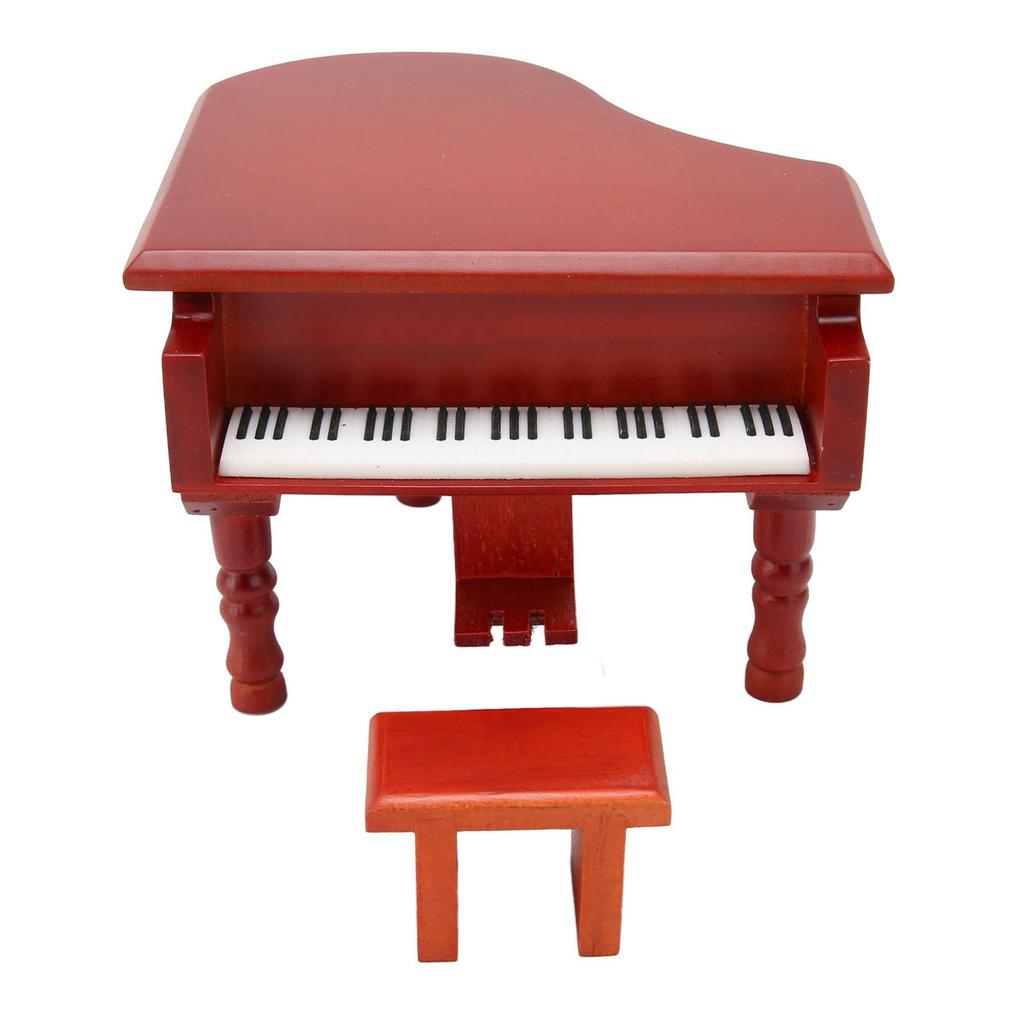 Wooden Music Box Piano Style Decorative Gold Plated Movement Pleasing Melody Clockwork Music Box