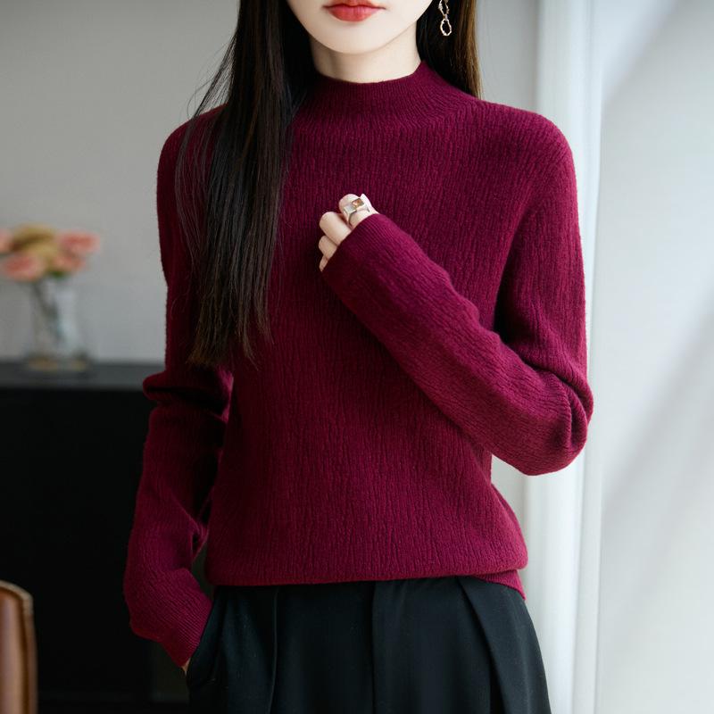 DAFIFY Women's Fashion Casual Fall Winter Solid Color Print Long Sleeve Half Turtleneck Sweaters