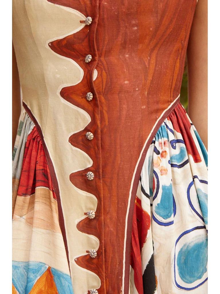 2025 Trendy Printed Linen Patchwork Dress - European & American Style