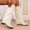 European and American high leg pants boots 2026 autumn pleated thick heel sleeve high-heeled fashion boots for women