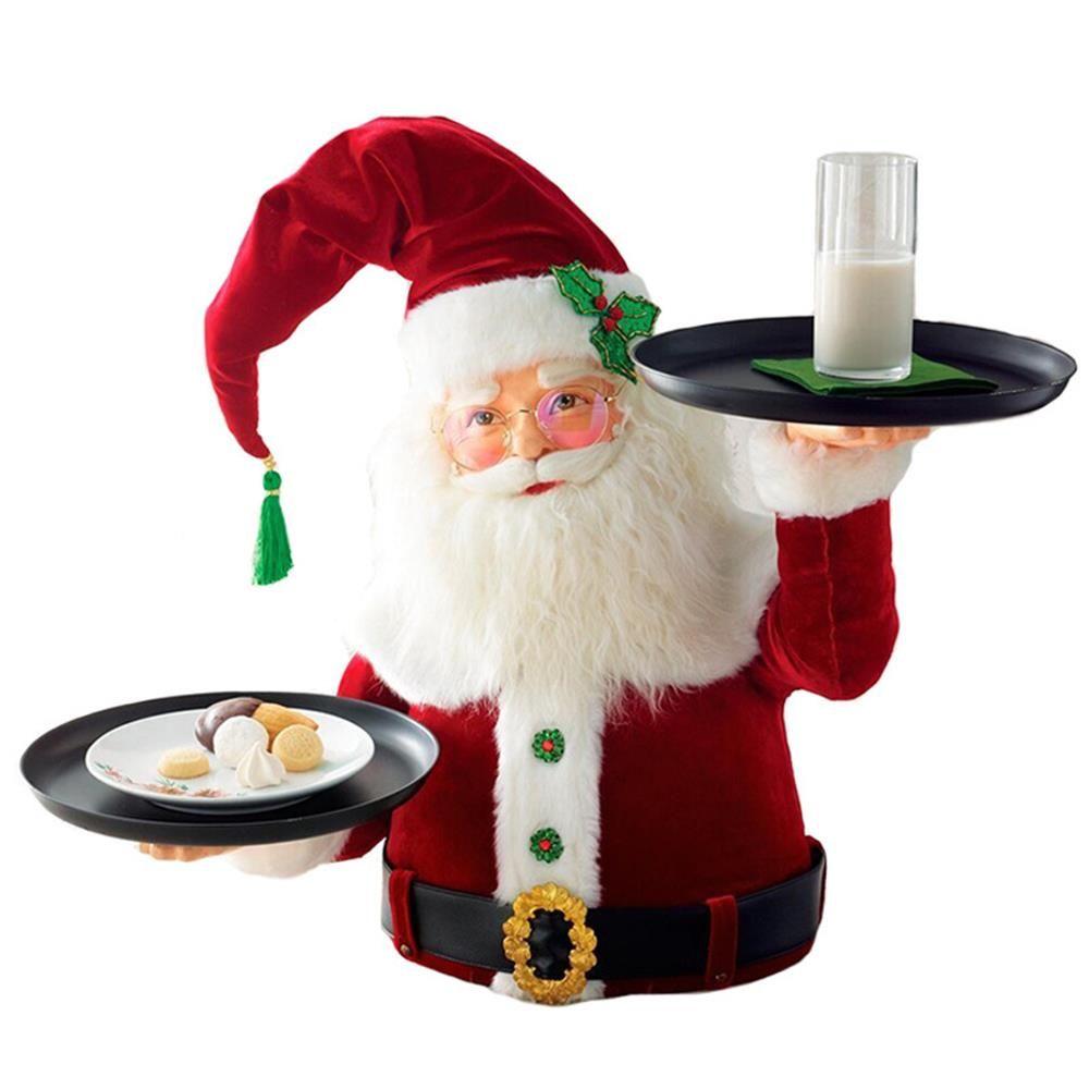 

Home Food Snack Storage Rack Christmas Snowman Resin Treats Holder Santa Holding Tray Santa Claus