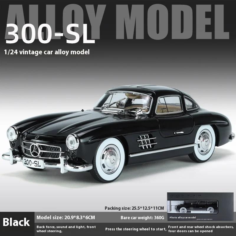 

1/24 Benz 300SL 1936 Классическая машина Литая модель автомобиля Звук Свет Детские игрушки Коллекционные предметы Хобби Подарки на день рождения чёрный