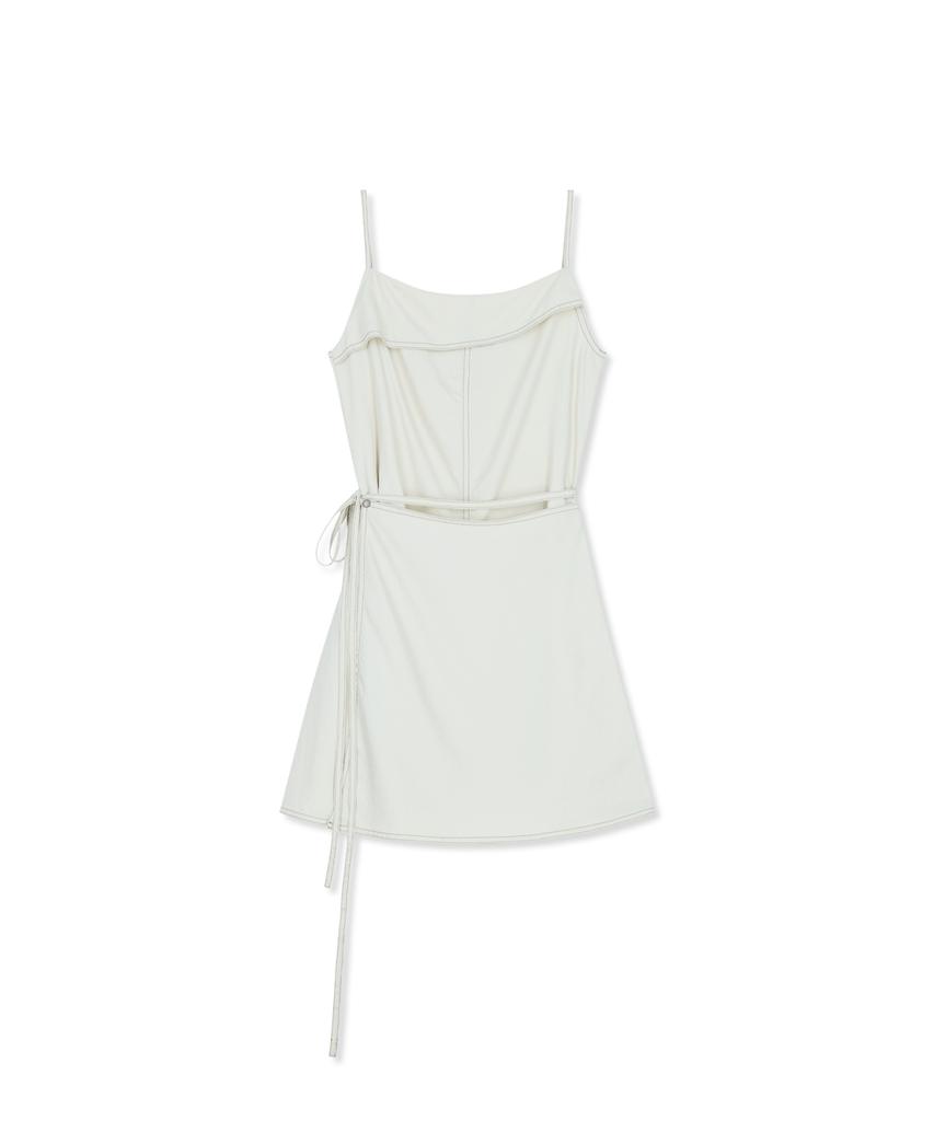 Mattengkim Sleeveless Wrap Dress In Cream