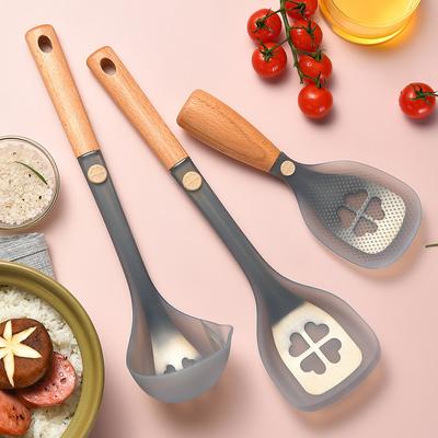 Silicone Cooking Spatula Spoon Set Household Non-stick Spatula Oil Filter Soup Can Be Vertical Rice Spoon Kitchen Tools