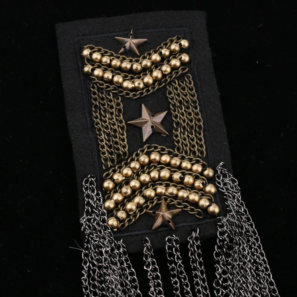 Fringe Rivet Tassel Epaulet Shoulder Boards Badge Costume