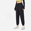 Li Ning Fitness Series Solid Color Mid Waist Comfortable Versatile Breathable Loose Cuff Knit Sports Pants Women bottoms Black AYKU092-3