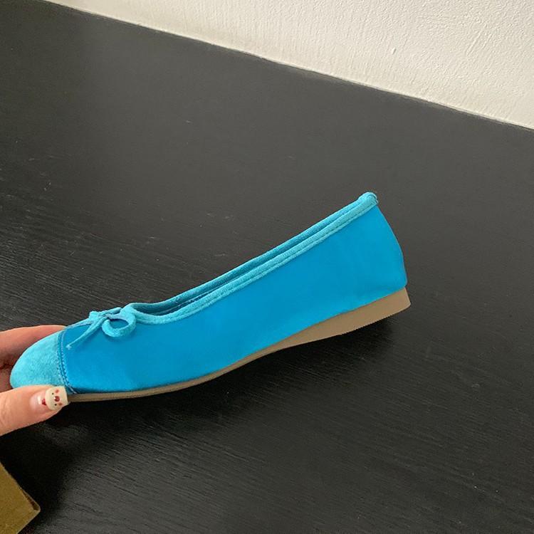 Shoes bow blue small single shoes flat ballet shoes early spring new soft-soled women's shoes ladyshoes