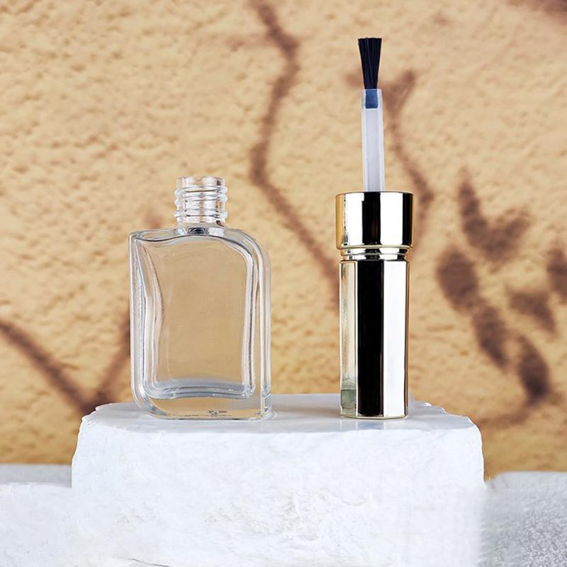 15Ml Nail Polish Bottle Empty With Lid Brush Cosmetic Containers Nail Glass Bottles With Brush Gold And Silver Lid
