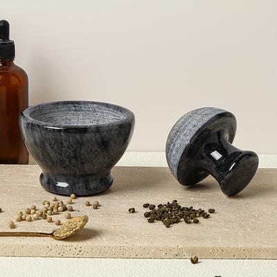9.65cm Marble Mortar and Pestle Set,1/2 Cup,Stone Grinder, for Pills, Spices,Easy To Grab,Easy To Clean, Labor-saving, Easy To Fine Grind,Broken Pills