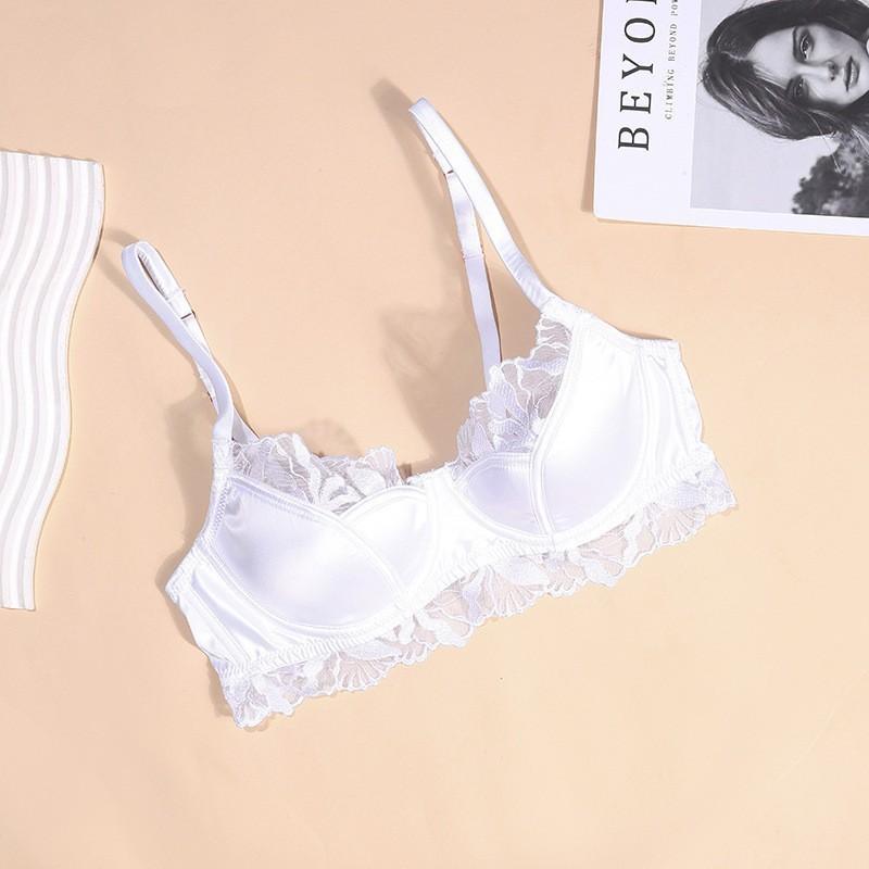 Sexy Unterwäsche Damen Französisch dünn Satin Spitze BH große Brust klein Anti-Hänge große Größe Unterwäsche BH