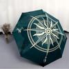 1pc Compass Navigation Auto Folding Cute Leisure Cool  Umbrella, 8-Rib Sturdy Canopy, Portable Travel Umbrella for Outdoor Use,119