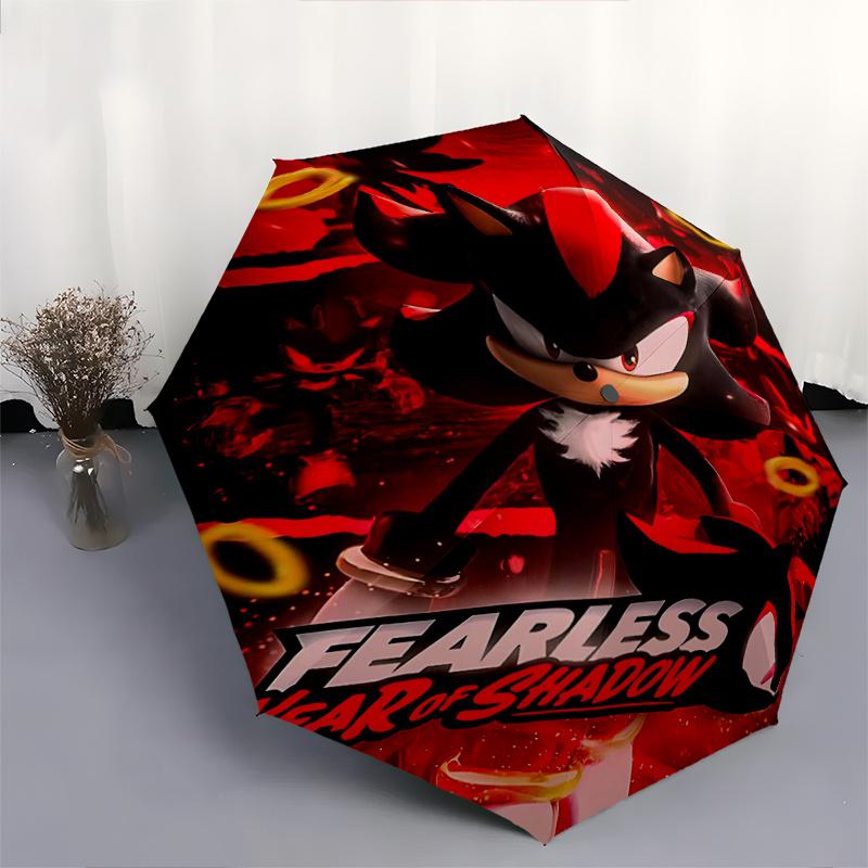 1pc Shadow Sonic's Dark Odyssey Durable Cartoon Folding Umbrella, Portable Compact Umbrella for Men and Women J077