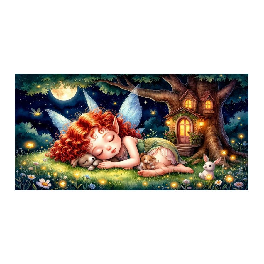 

Large Size Diamond Painting Ancient Tree House Sleeping Elf Diy Full Square Round Drill Rhinestone Embroidery Mosaic Cross Stitch Kits Round drill 30x60cm