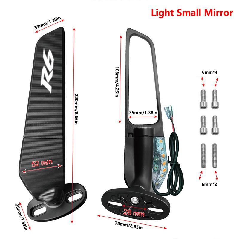 For YAMAHA YZF R6 R1 R25 R3 R125 R15 2025 Motorcycle Accessories Mirror Modified Wind Wing Adjustable Rotating Rearview Mirrors