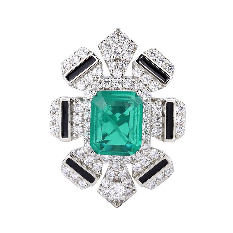 Jewelry Copper Bottom Gold-Plated Imitation Grandmother Green Light Luxury Retro Suit Heroine Stone 8 * 10