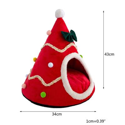 Casa para Mascotas con Forma de Árbol de Navidad con Cojín Removible Casa para Perros Tienda para Mascotas Acogedora Cueva para Gatos Casa para Mascotas Cálida de Invierno para Perro