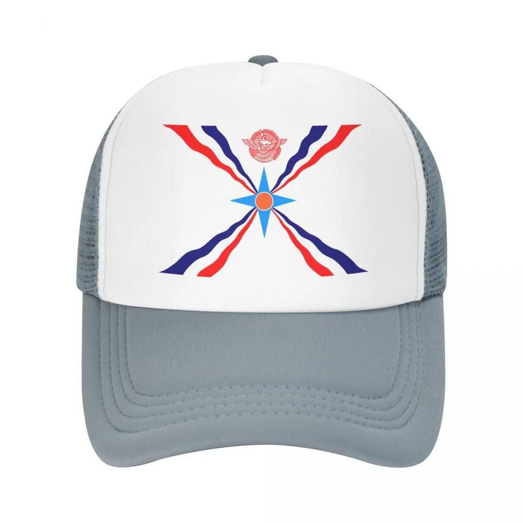 Custom Punk Unisex Assyrian Flag Trucker Hat Adult Aramean Proud Adjustable Baseball Cap for Unisex Women Hip Hop Trucker Cap