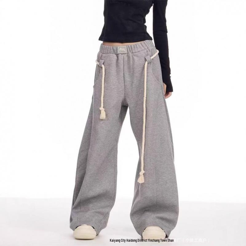 

Американские ретро серые широкие спортивные штаны Large