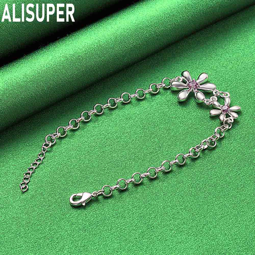 925 Sterling Silver Exquisite AAA Zircon Fireworks Bracelet Gift Jewelry