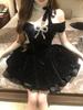 High-End Light Luxury Velvet One-Shoulder Princess Party Dress