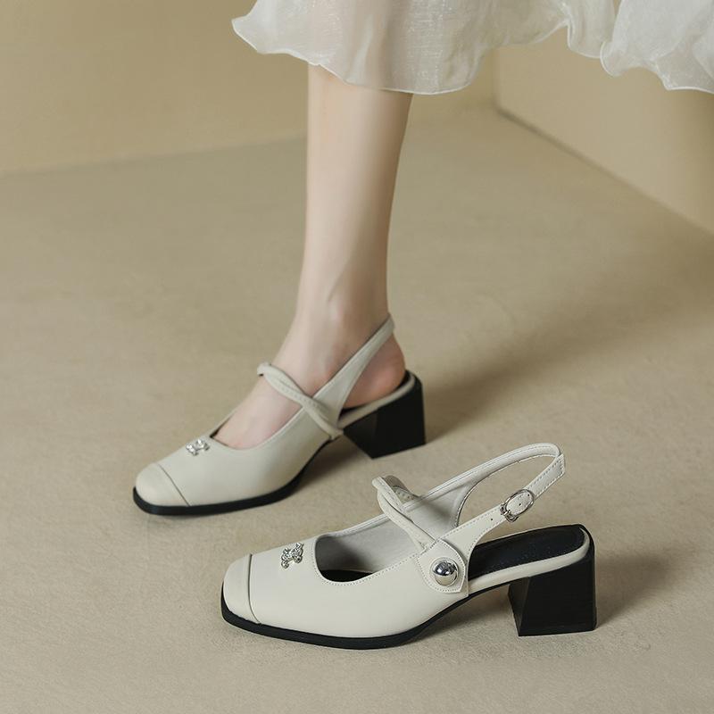 Thick Heel Square Head with Mary Jane Single Shoes Women's Thick Heel Shallow Mouth Professional Work Shoes Women