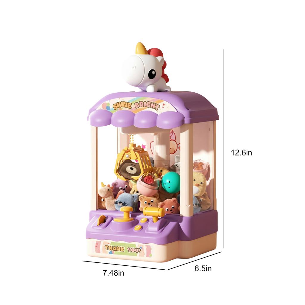 Lovely Claw Machine with Sound & Plush Toys Mini Plush Toys Prize Dispenser USB Charging Birthday Gifts For Girls 3 To 8 Years