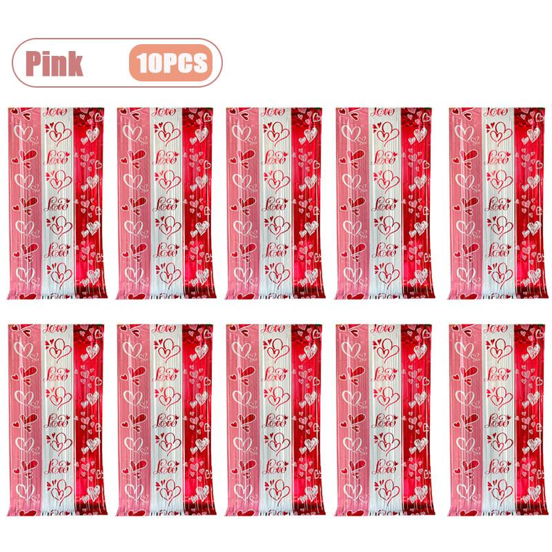 1-10PCS Romantic Valentine's Party Rain Curtain Decor Couples Party Fringe Curtain Wedding Room Heart Home Decoration