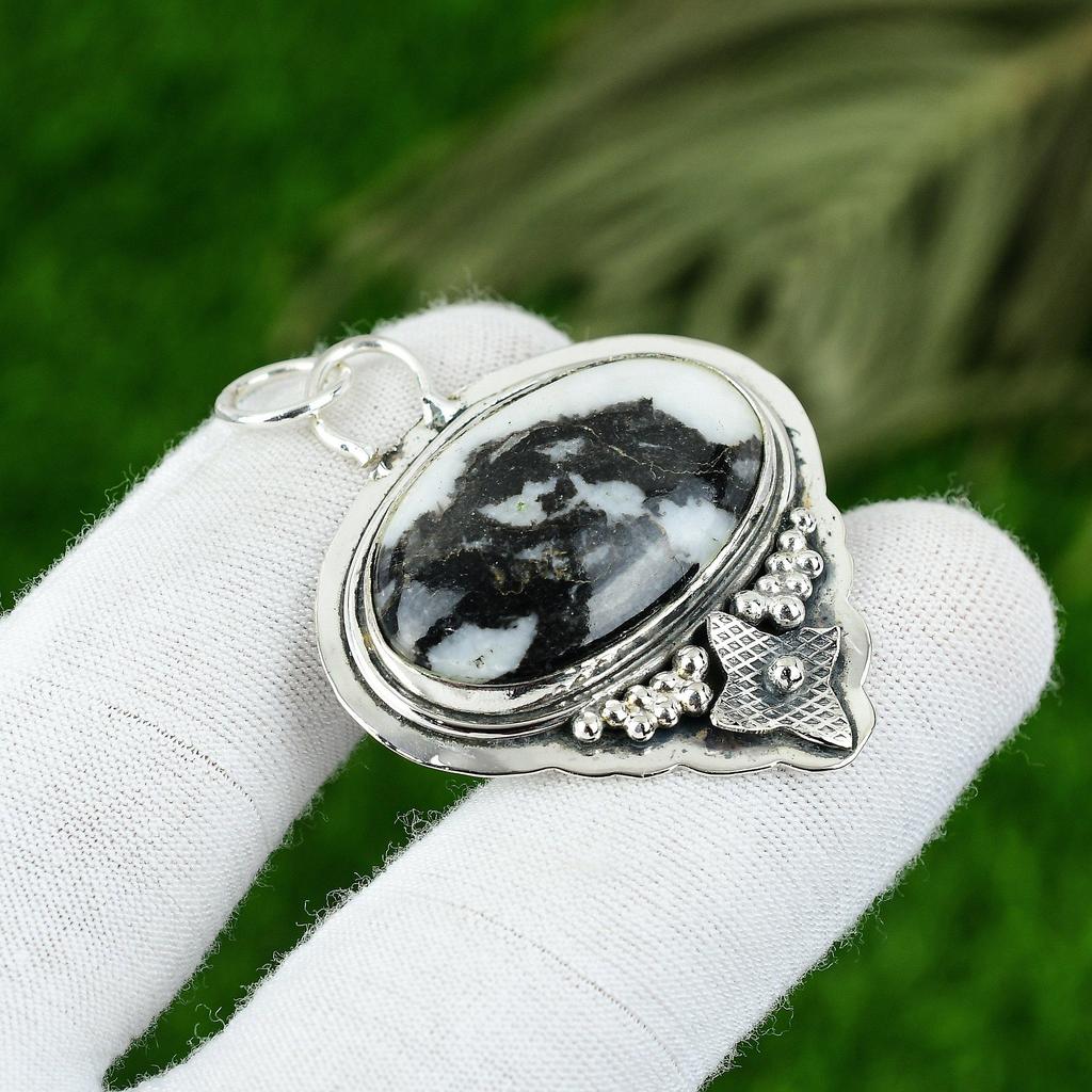 Wedding Gift For Her 925 Sterling Silver Natural Zebra Jasper Gemstone Pendant