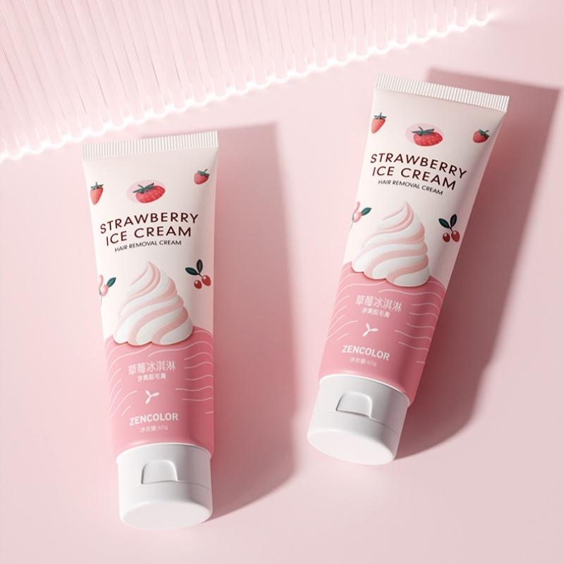 Strawberry Ice Cream Hair Removal Cream 60g for Bikini Area Delicate Gentle