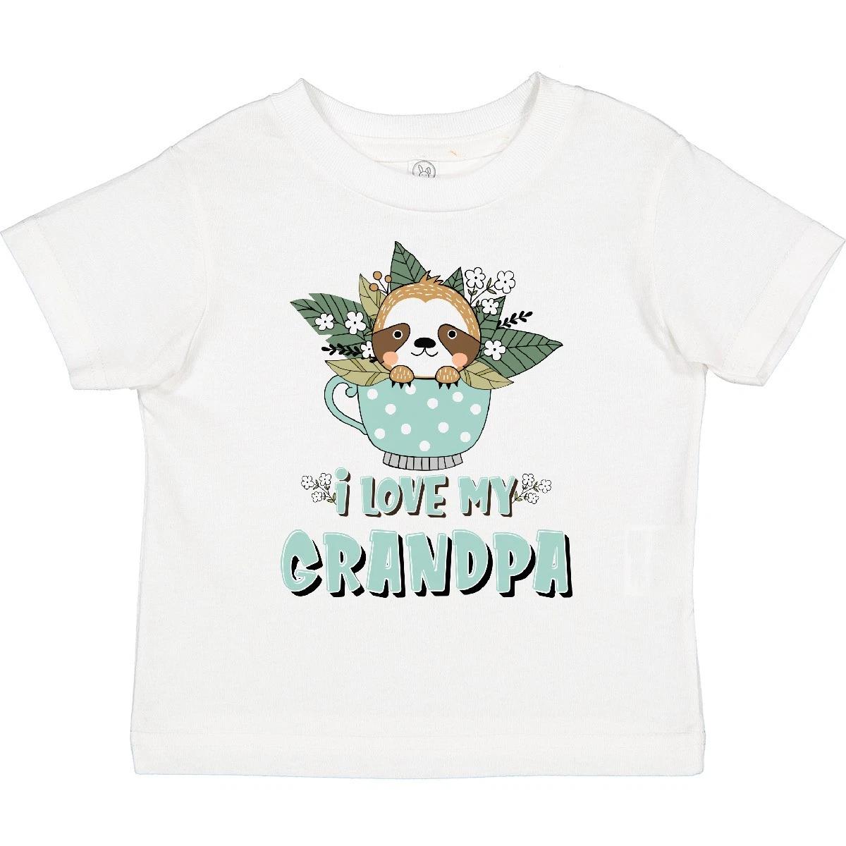 Inktastic Teacup Raccoon I Love My Grandpa Toddler T-Shirt Floral Grandchild Dad 150