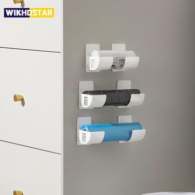 2pcs Kitchen Bath Wall Mount Plastic Poly Trash Waste Bag Roll Holder Dispenser Freshness Film Roll Storage Rack for Closet