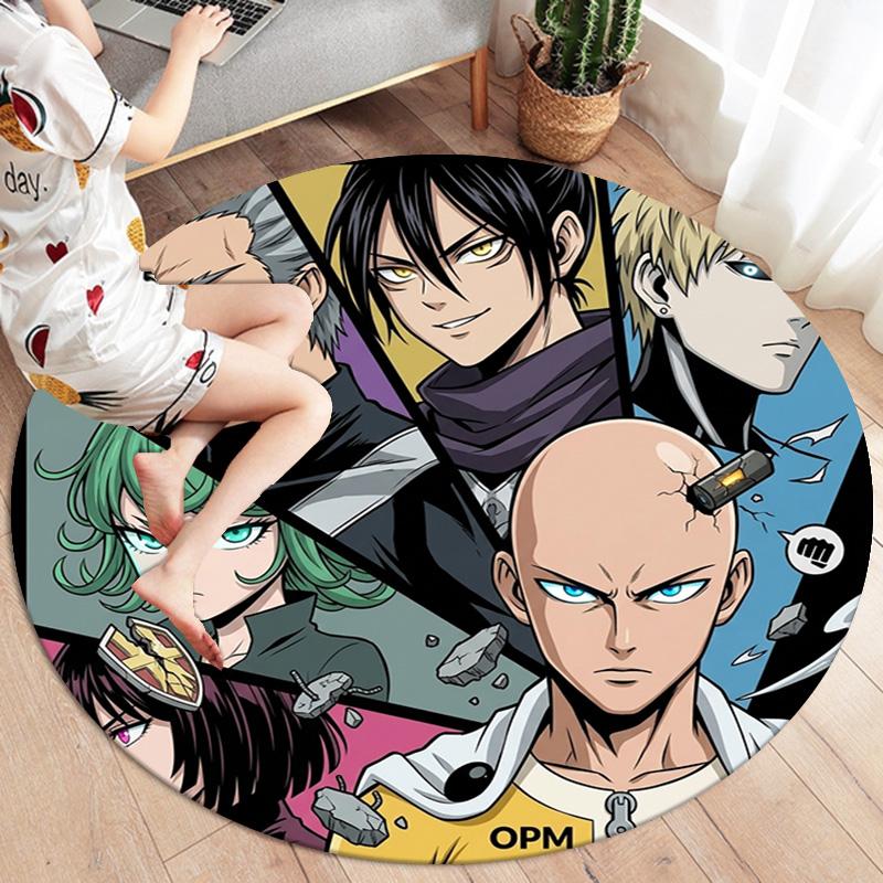 Onepunch Man Round Area Rug Carpet Rug For Living Room Bedroom Sofa Playroom Decor Nonslip Floor Mat