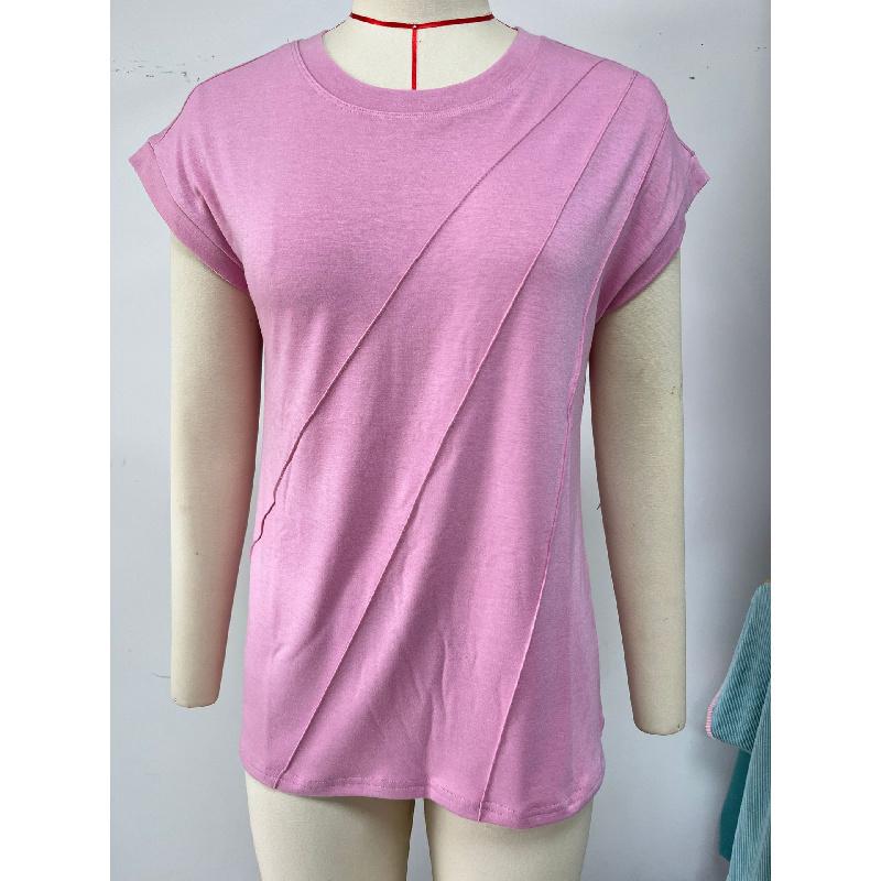 2026 Spring/Summer New Solid Color Round Neck Loose Short Sleeve Women's T-Shirt Casual Top