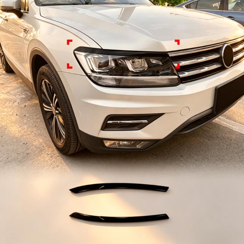 For Volkswagen Tiguan MK2 2017-2020 Headlight Eyelid Trim Sticker Fit,Head Lamp Eyebrow Decorative Strip,Self-Adhesive No Drilling Sport Exterior