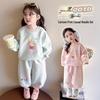 2026 Spring Baby Girl Cartoon Hoodie & Pants Set - Elegant & Printed for Girls
