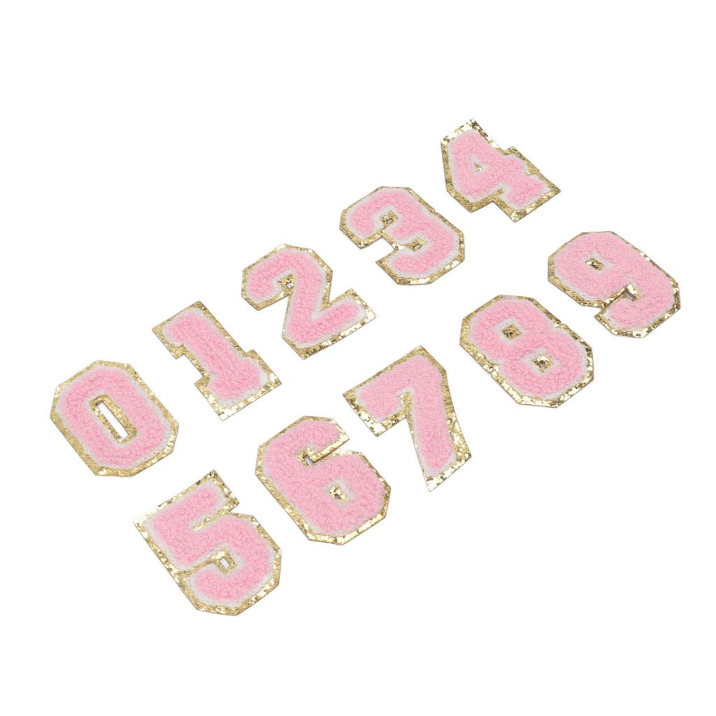 10Pcs Pink Number Patches 0 To 9 Number Exquisite Pink Easy Ironing Widely Used Iron On Patches for Jacket Shirt Shoes