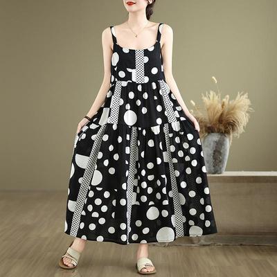 Ärmelloses Träger Übergröße Baumwolle Vintage floral Neu eingetroffen Kleider für Frauen lässig locker langes Sommerkleid