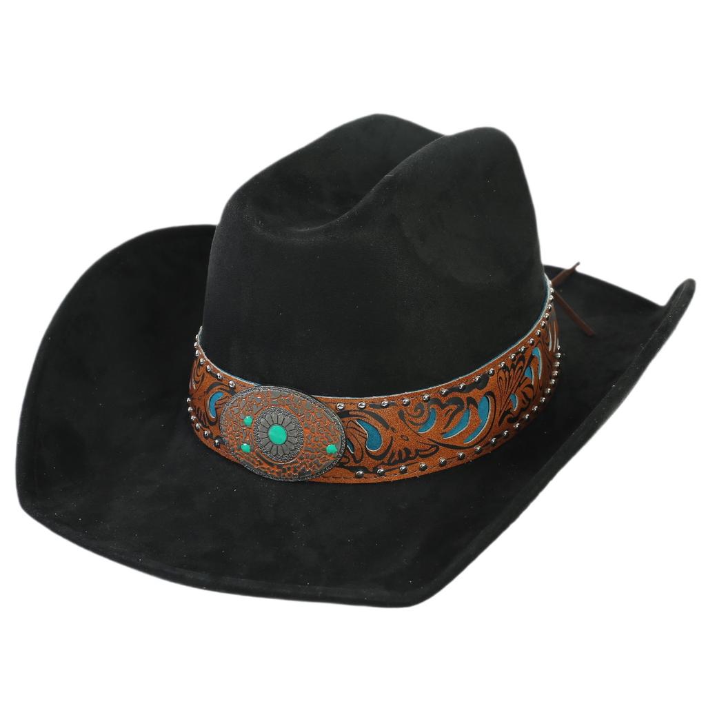 Popolare cappello western da cowboy in camoscio stile europeo e americano per uomo e donna, semplice e alla moda, a tesa larga, cappello jazz