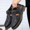 Leather Men's Tooling Platform Casual Sandals Baotou Velcro Large Size