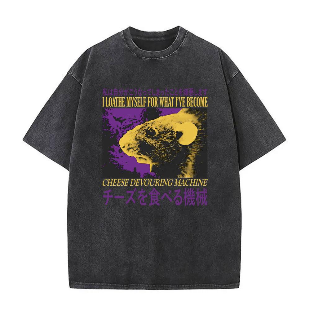 Vintage TShirt Retro Mouse Upon This Land of Cheese I Will Build My Kingdom Graphic Tee Streetwear Casual Top for MenWomen