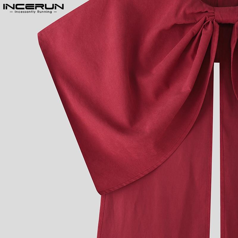 INCERUN Bărbați Fundă Nod Despicături Stil Șal Pelerine Lungi de Petrecere Paltoane Pelerină