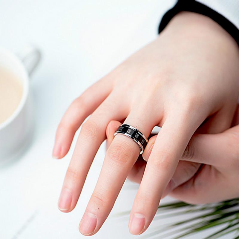 Trendy Rotatable Roman Numeral Titanium Steel Ring for Men & Women