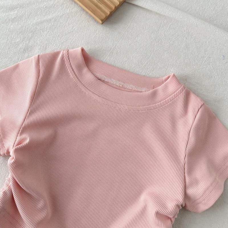 New Summer Outfit For Girls: Short-Sleeve Bell-Bottom Pants Two-Piece Set Stylish Baby Homewear Lightweight