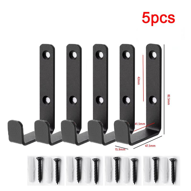 1/3/5pcs Black Metal Wall Coat Hook Mounted Clothes Hanger Towel Rack Outdoor Hanging Hooks for Backpack Keys Screw Install