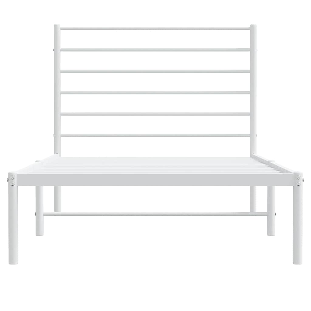 Metal Bed Frame with Headboard White 90x200 Cm