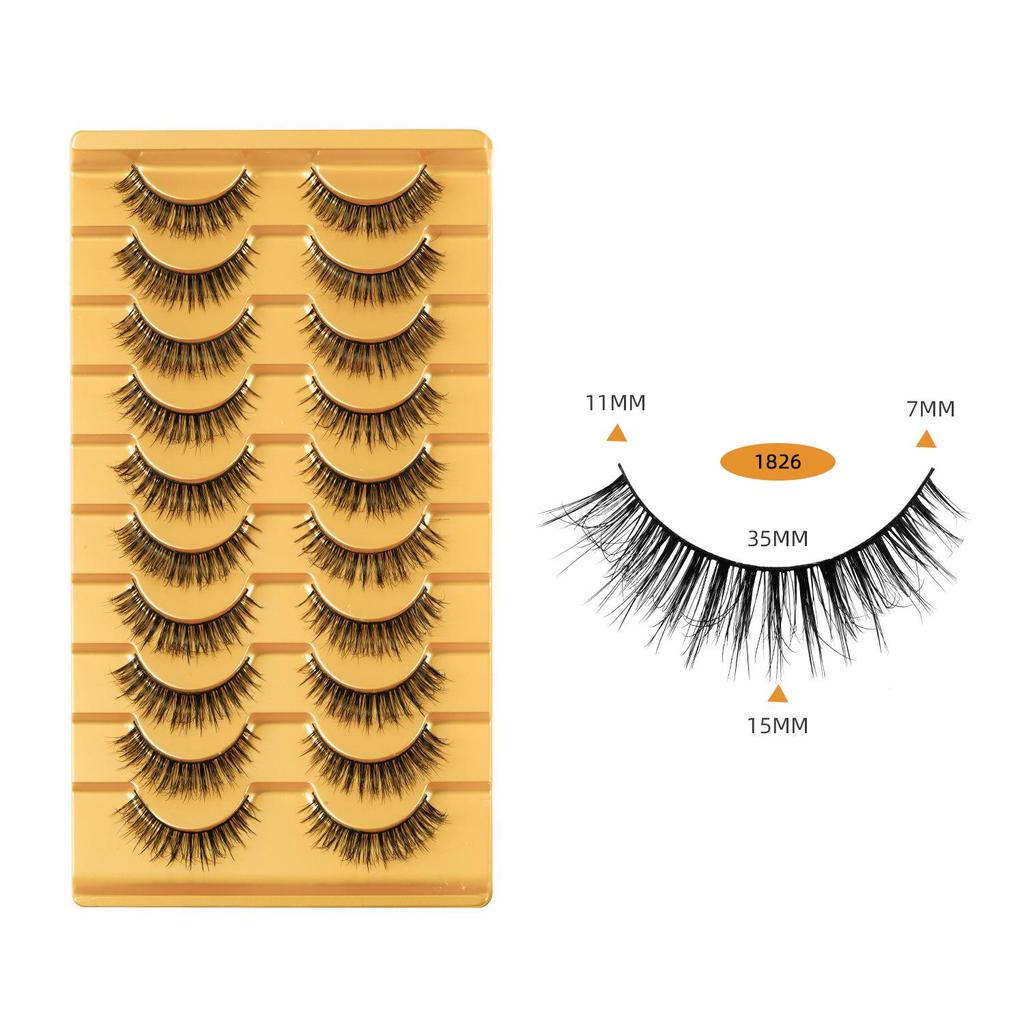 Five-Pair Set of Thick, Curly, 3D Fox-Eye Cat-Eye False Eyelashes